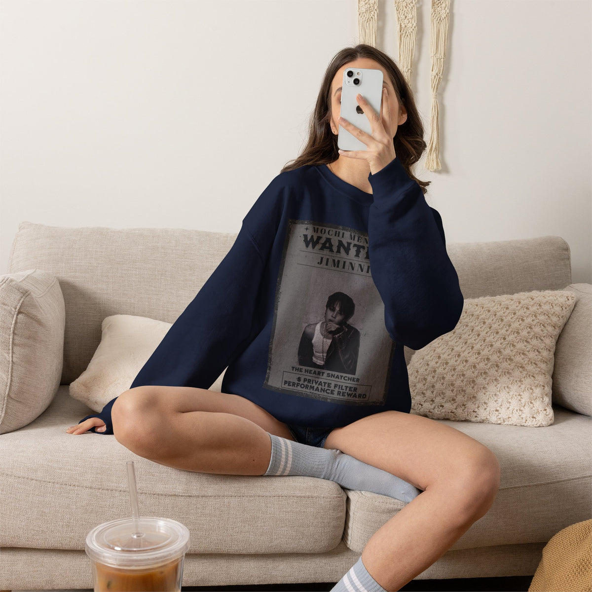 Wanted Poster Crewneck Sweatshirt — 'WANTED: Jiminie' Vintage K-Pop Graphic