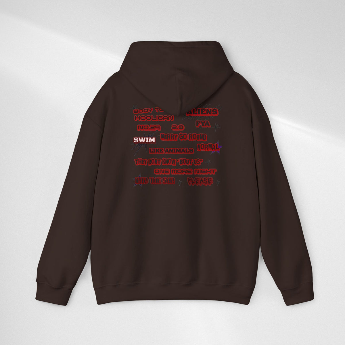 BTS Text Graphic Hoodie —  Red Script Sweatshirt