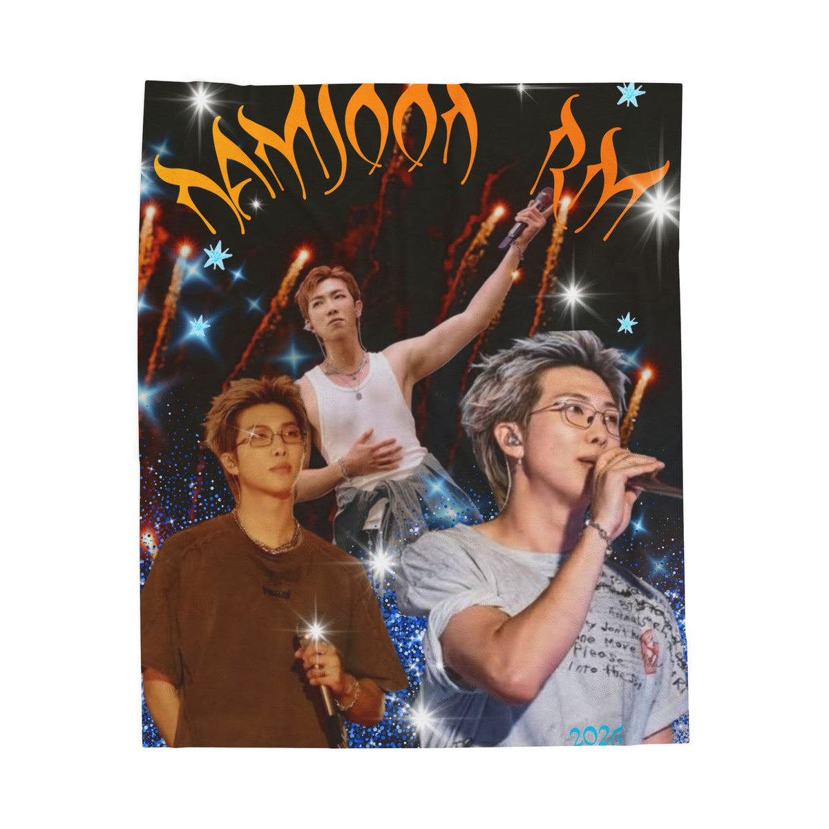 RM Concert Velveteen Plush Blanket — Fan Photo Collage Design