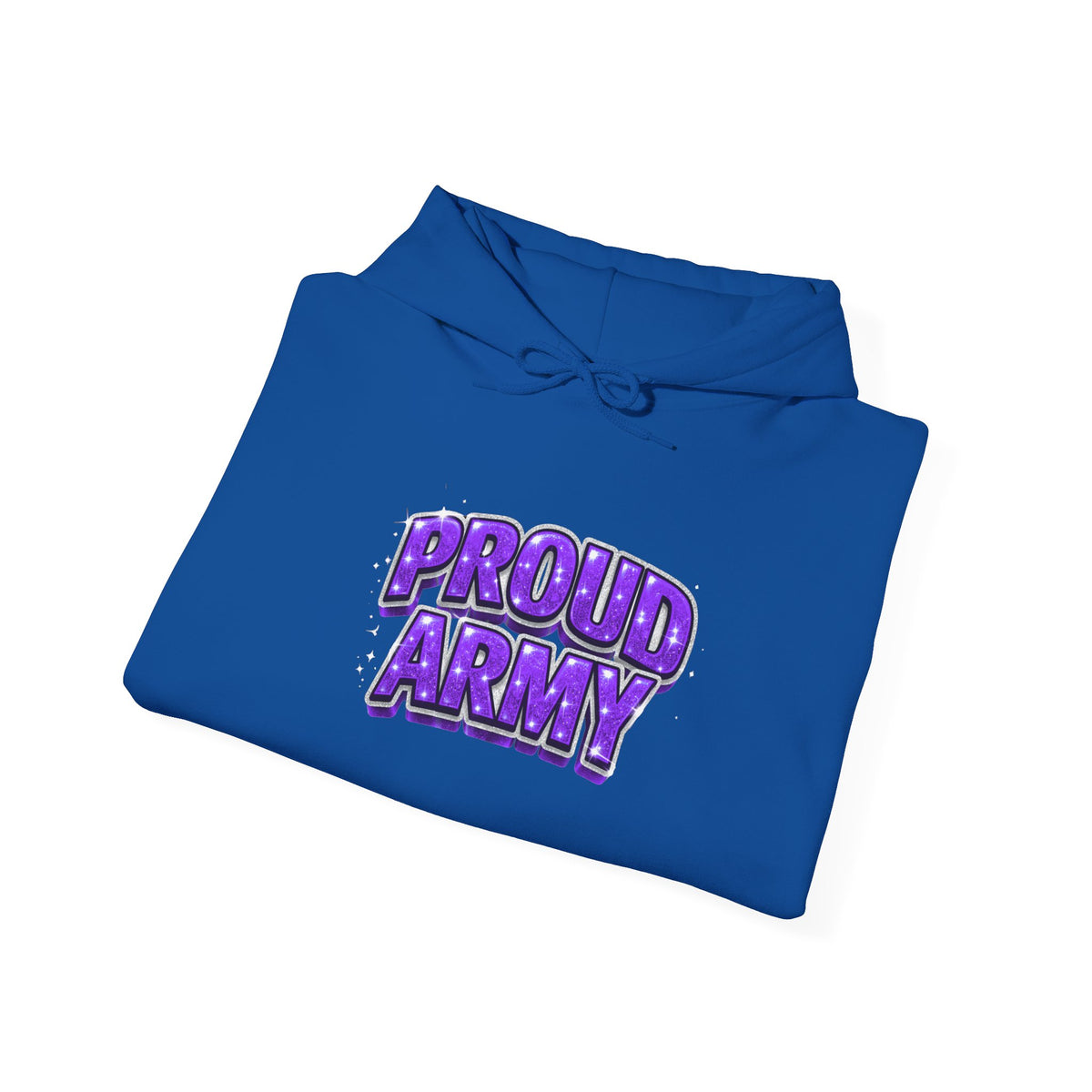 Proud Army Hoodie — Bold Purple Graphic  Pullover