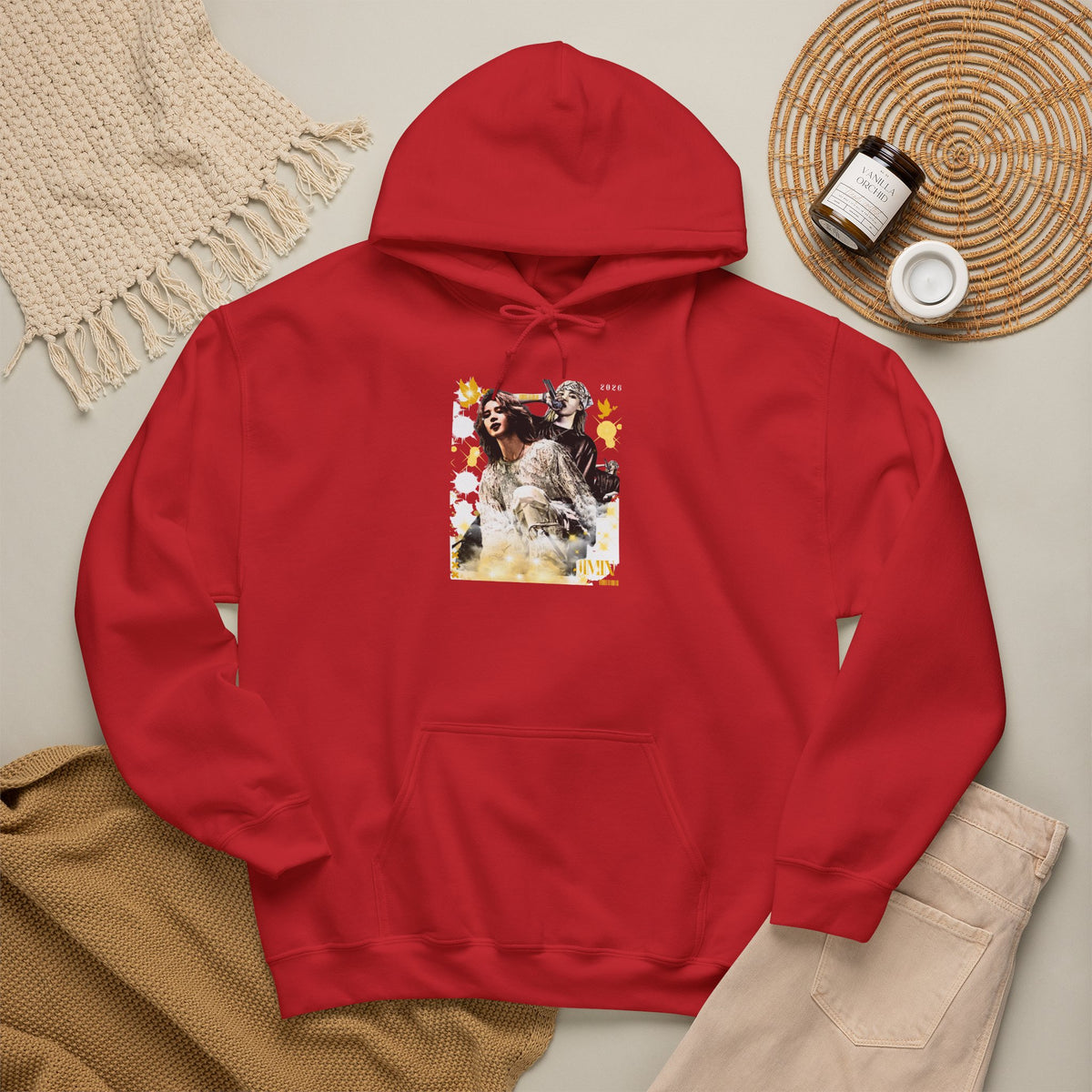 Jimin 95 Hoodie — K-Pop Fan Pullover with Photo Collage Front & Graphic Back