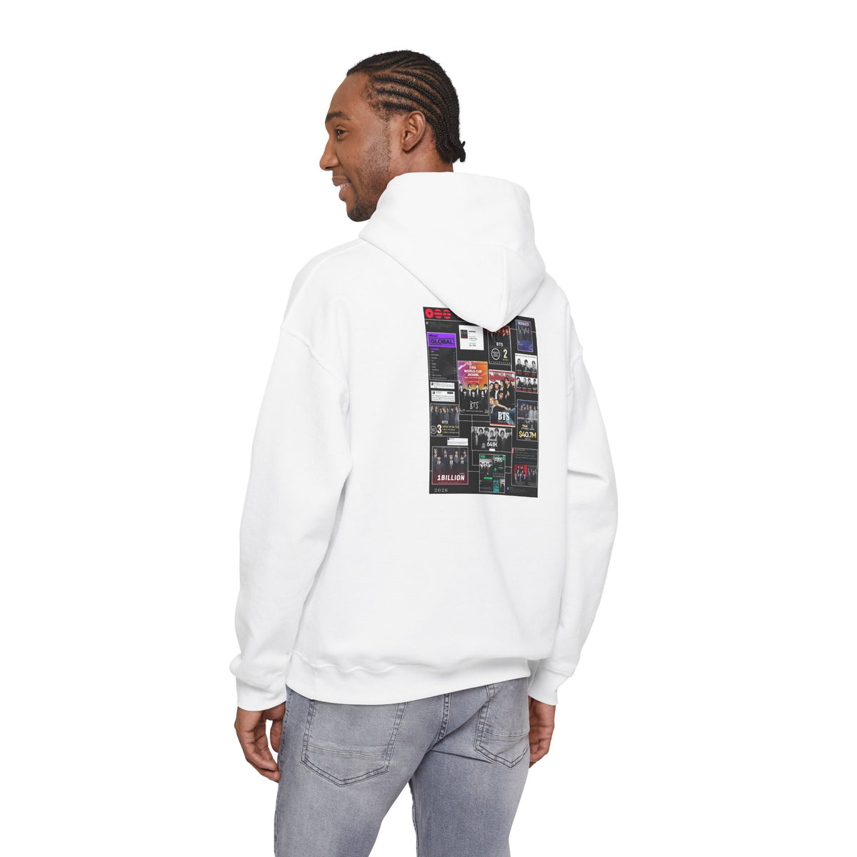 BTS Collage Hoodie — Retro Music Posters Graphic Sweatshirt