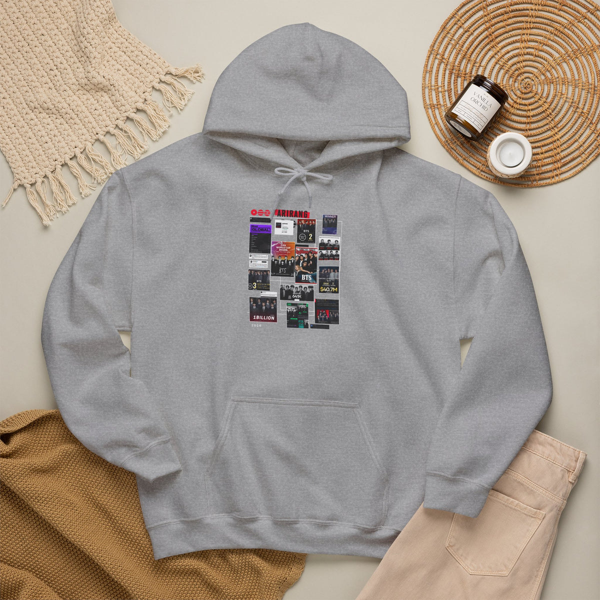 BTS Collage Hoodie — Retro Music Posters Graphic Sweatshirt