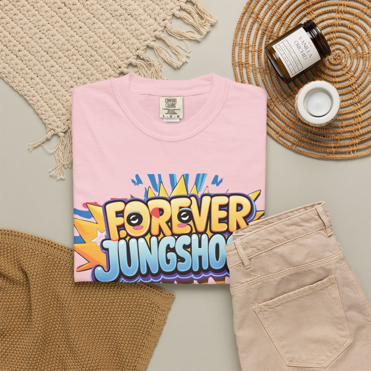 Forever Jungshook T-Shirt — Colorful Fan Graphic Tee