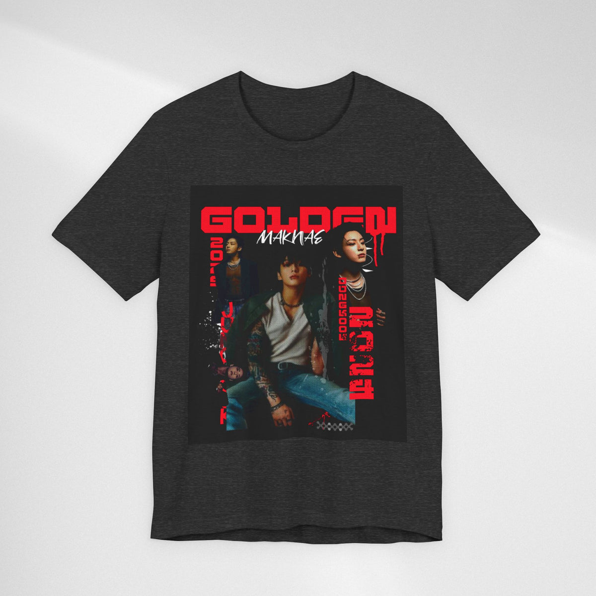 Jungkook Graphic Tee — Golden (Red Text)