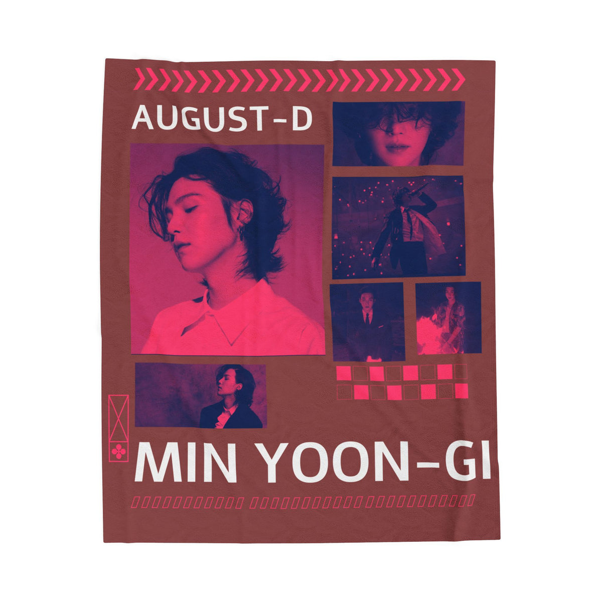 Velveteen Plush Blanket — Min Yoon‑Gi Photo Collage Throw (August‑D Design)