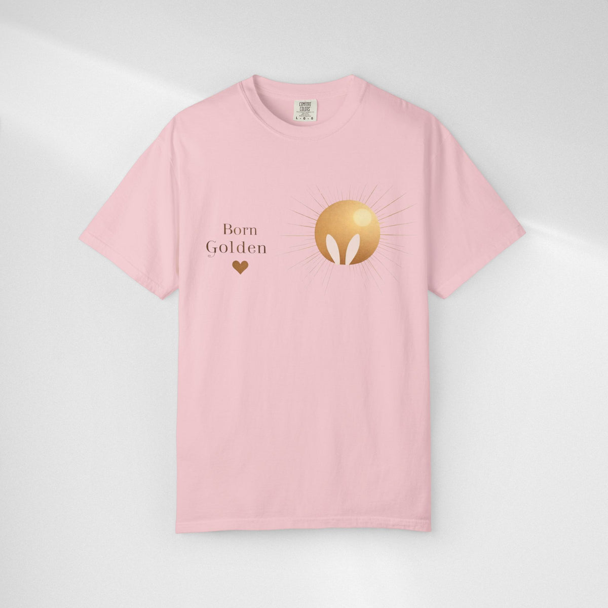 JK Born Golden Tee — Minimal Sun Badge Graphic T-Shirt