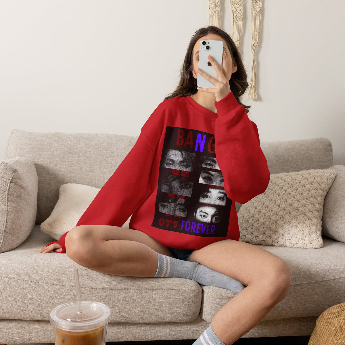 Bangtan Eyes Graphic Sweatshirt — K-Pop Fan Crewneck ("BANGTAN 07 FOREVER")