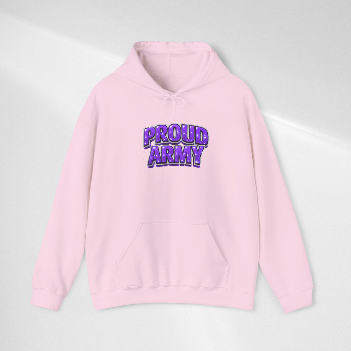 Proud Army Hoodie — Bold Purple Graphic  Pullover