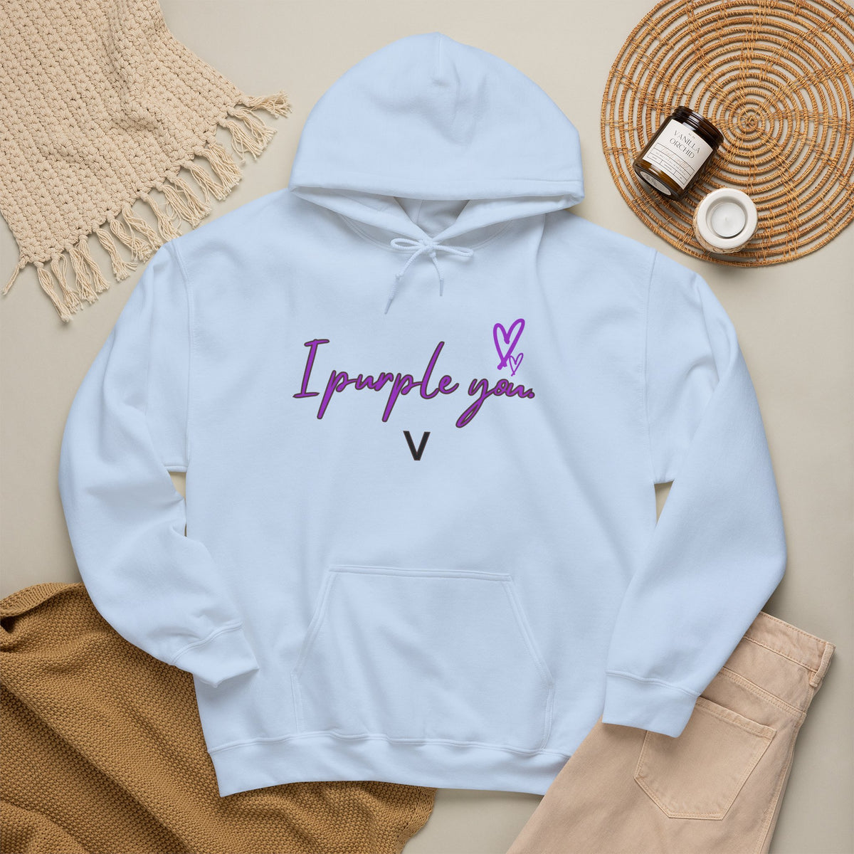 I Purple You Hoodie — K-Pop BTS Inspired Heart Script Sweatshirt