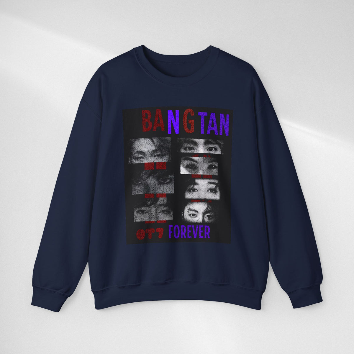 Bangtan Eyes Graphic Sweatshirt — K-Pop Fan Crewneck ("BANGTAN 07 FOREVER")