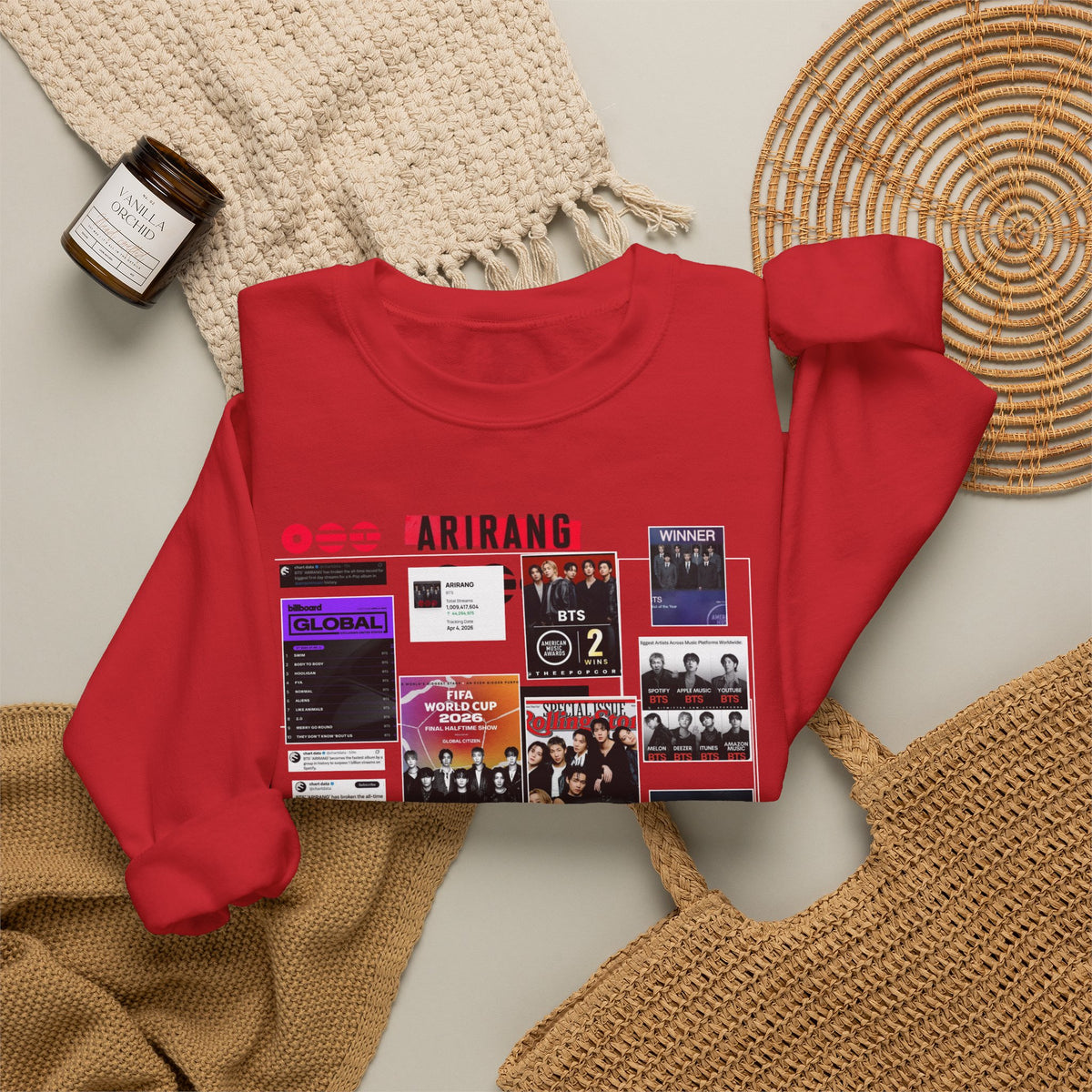 BTS Collage Graphic Crewneck Sweatshirt — Music Poster Design