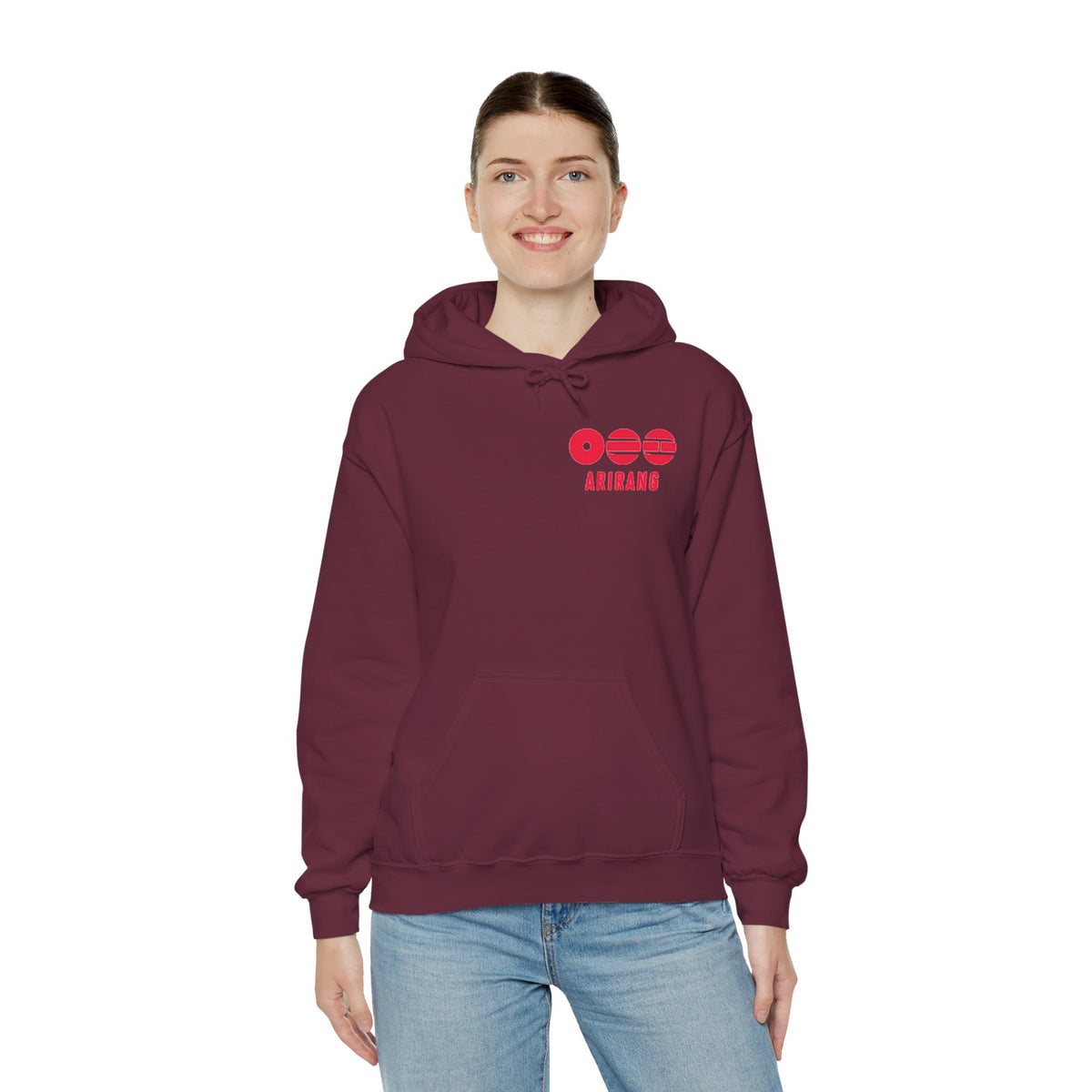 Arirang Logo Hoodie — Minimal BTS Inspired White Pullover