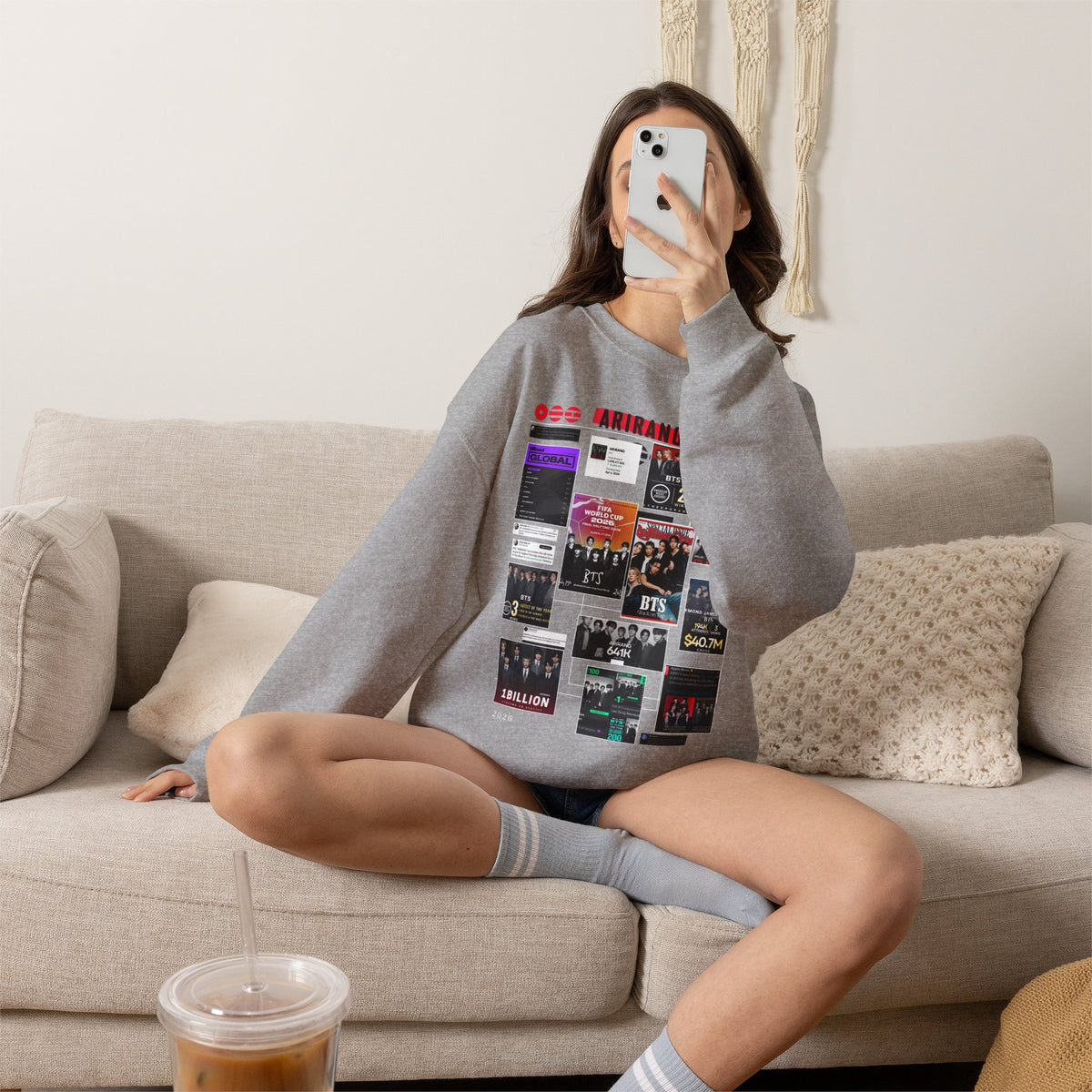 BTS Collage Graphic Crewneck Sweatshirt — Music Poster Design