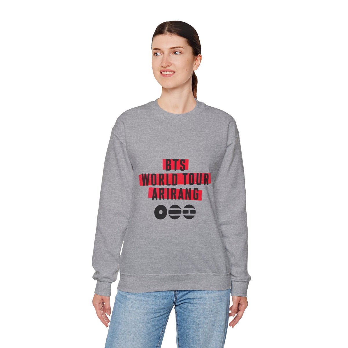 BTS ARMY Crewneck Sweatshirt — “BTS World Tour Arirang” Front & “Army Forever Bangtan Forever” Back