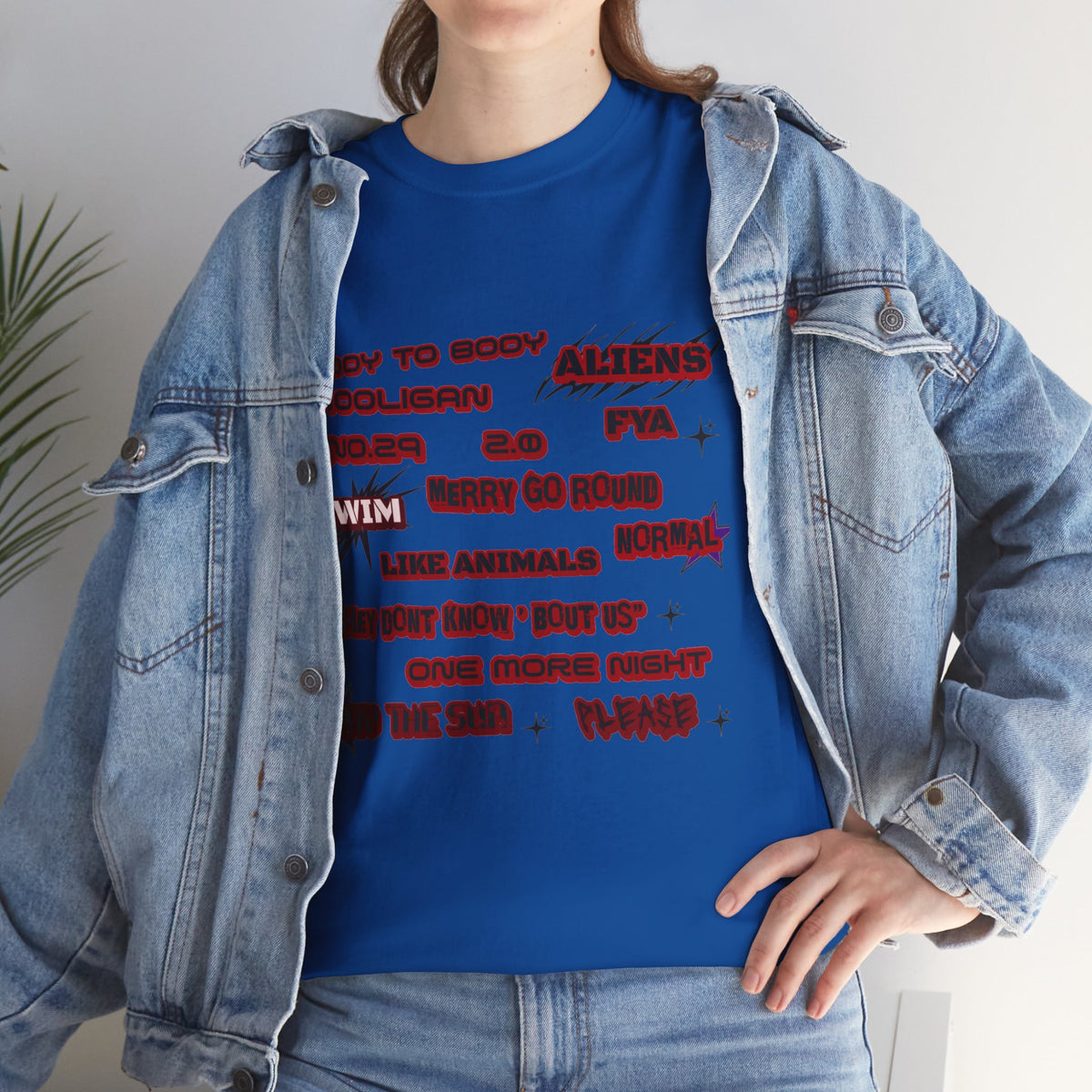 BTS ARIRANG Graphic Tee — Distorted Red Text Band Shirt