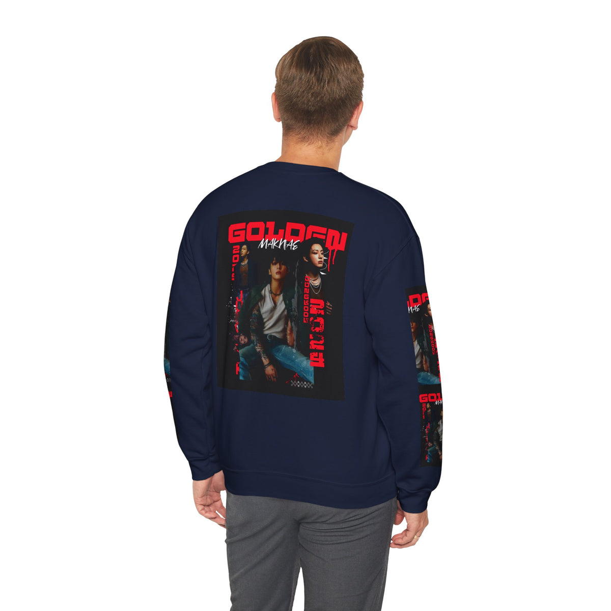 Jungkook Graphic Crewneck Sweatshirt — "GOLDEN"  Inspired Photo Print