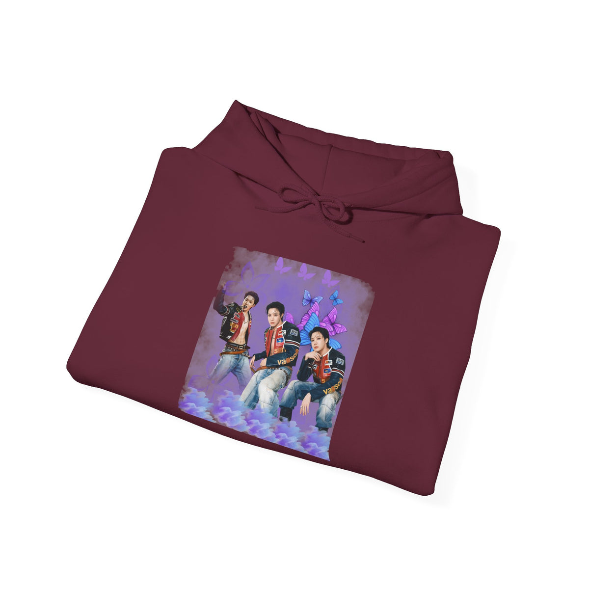JHOPE Photo Hoodie — Purple Watercolor Floral Crew Sweatshirt