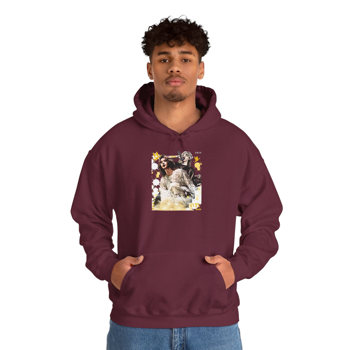 Jimin 95 Hoodie — K-Pop Fan Pullover with Photo Collage Front & Graphic Back
