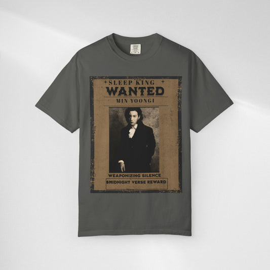 Wanted Poster T-Shirt — "Sleep King Wanted: Min Yoongi" Vintage K-Pop Tee