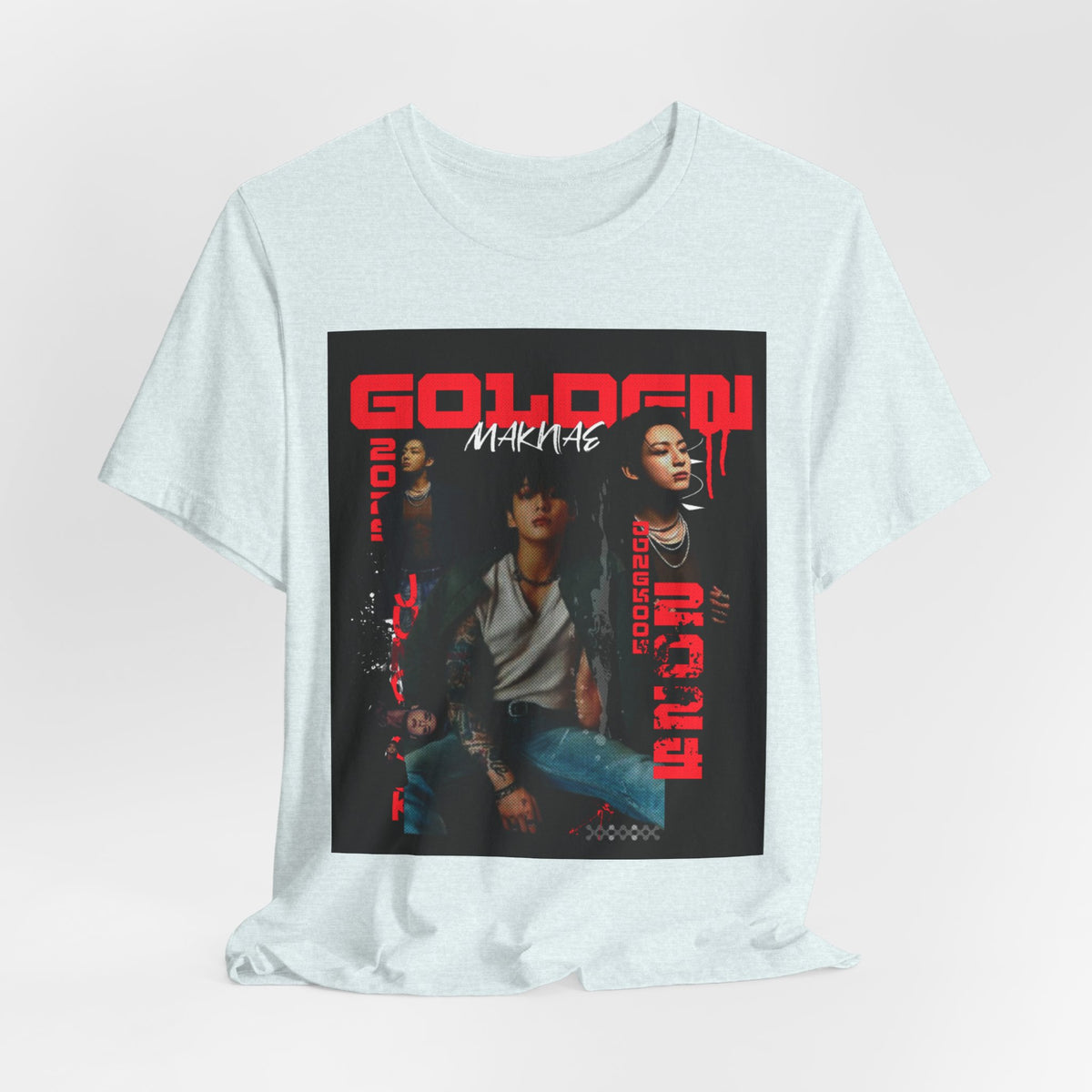 Jungkook Graphic Tee — Golden (Red Text)