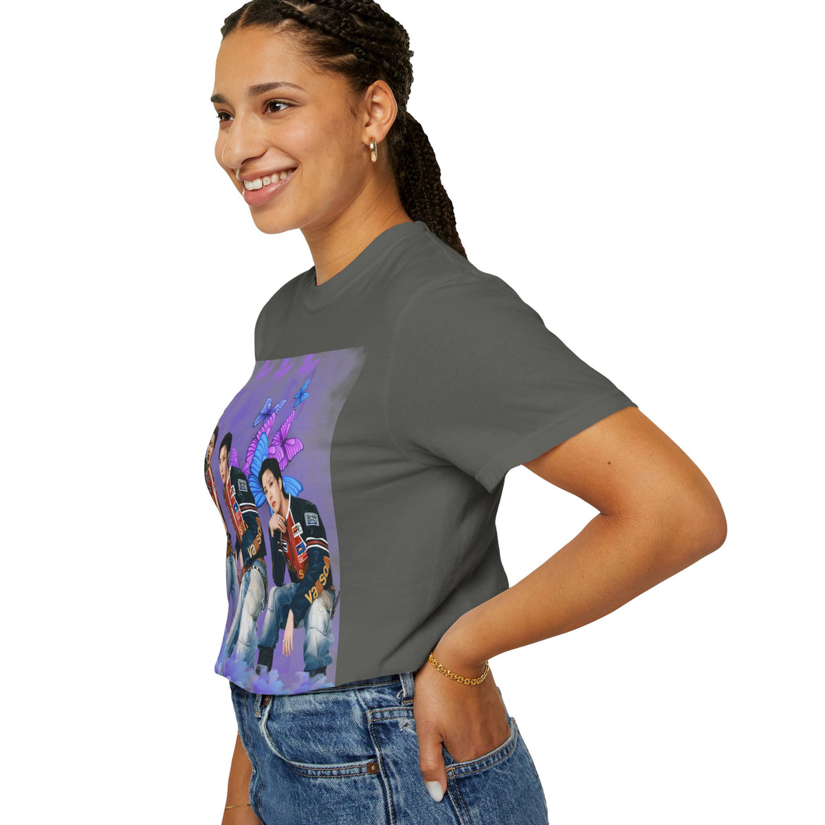 JHOPE Graphic T-Shirt — Purple Floral Portrait Tee