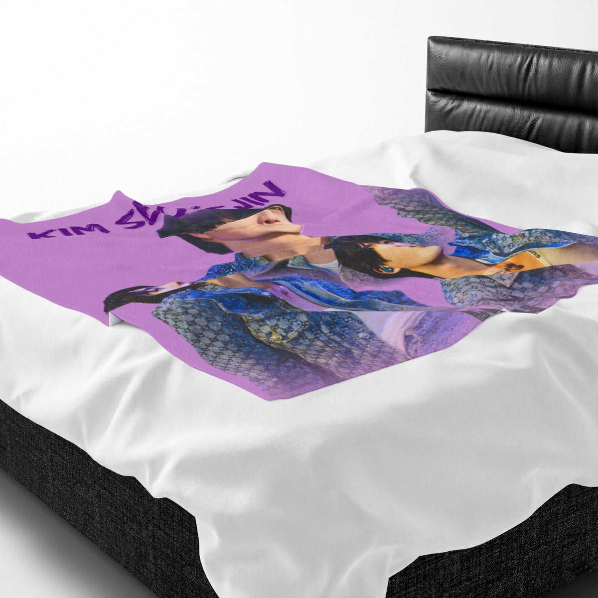 Plush Velvet Photo Blanket – Jin Purple Collage Portraits