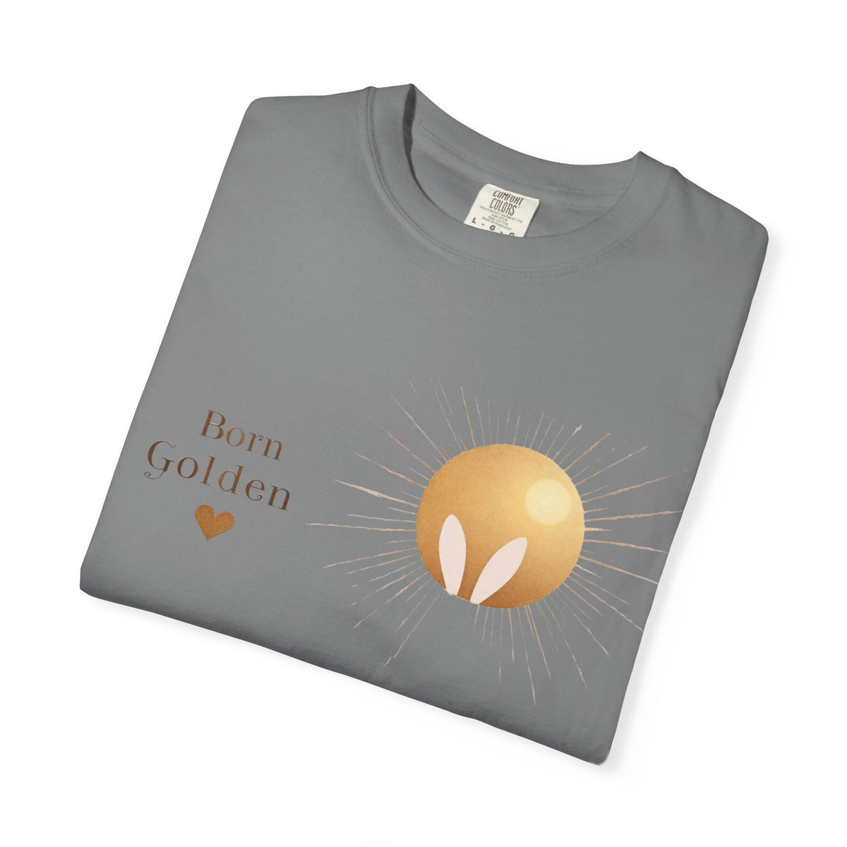 JK Born Golden Tee — Minimal Sun Badge Graphic T-Shirt