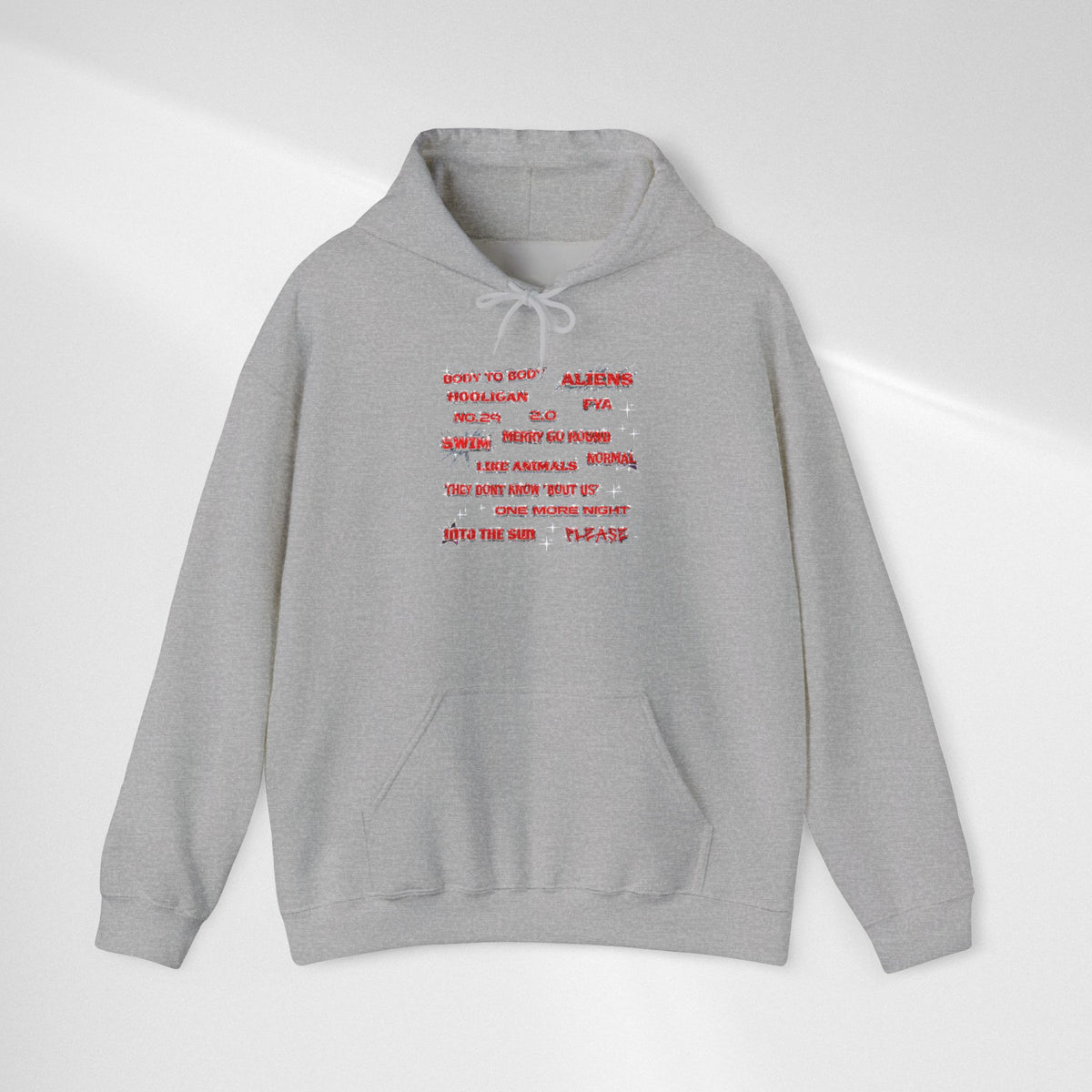 BTS Text Graphic Hoodie —  Red Script Sweatshirt