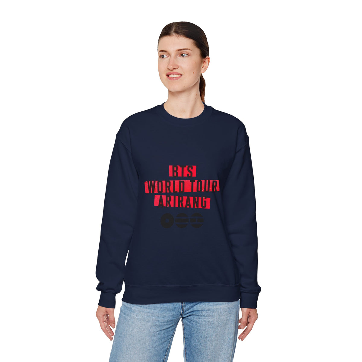 BTS ARMY Crewneck Sweatshirt — “BTS World Tour Arirang” Front & “Army Forever Bangtan Forever” Back