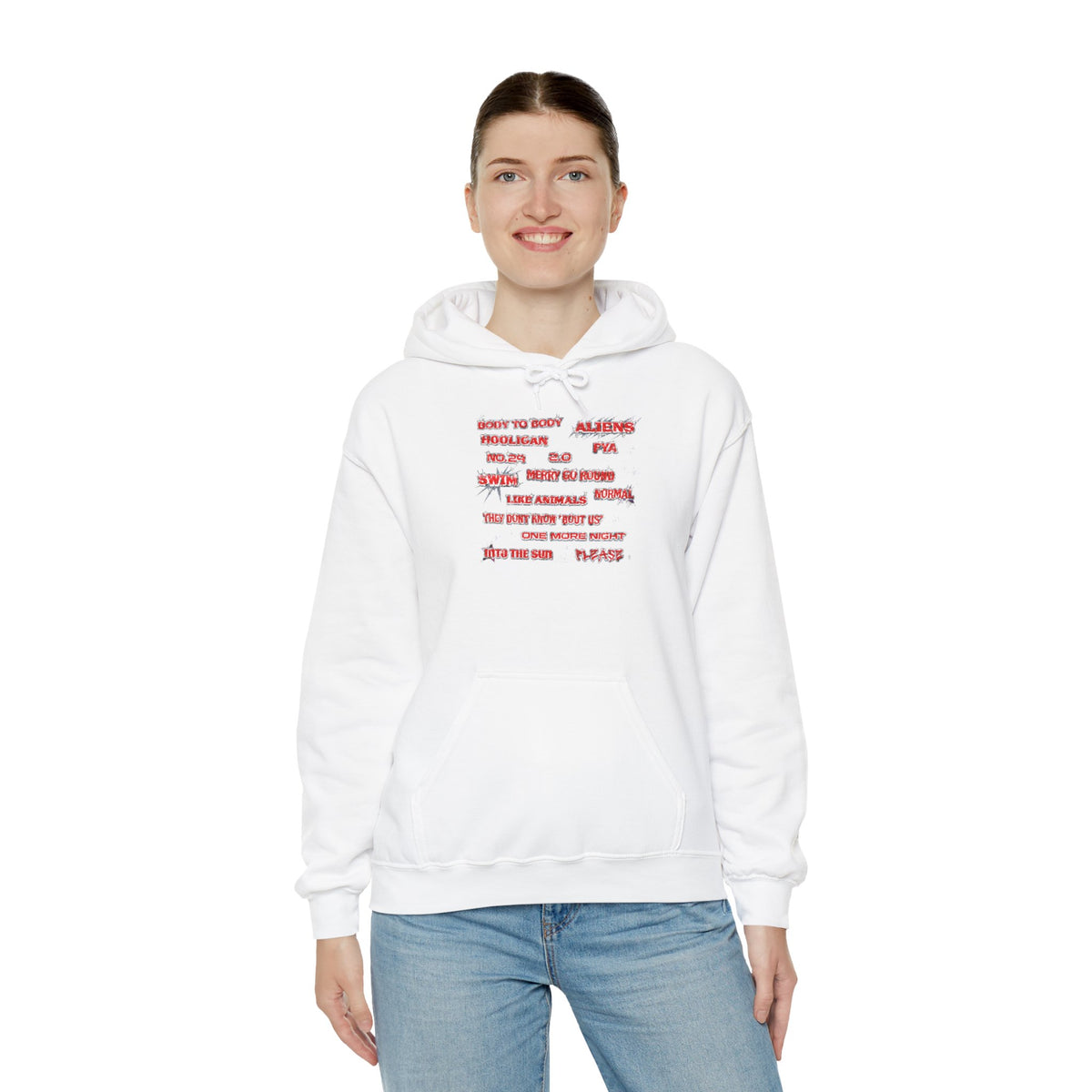 BTS Text Graphic Hoodie —  Red Script Sweatshirt