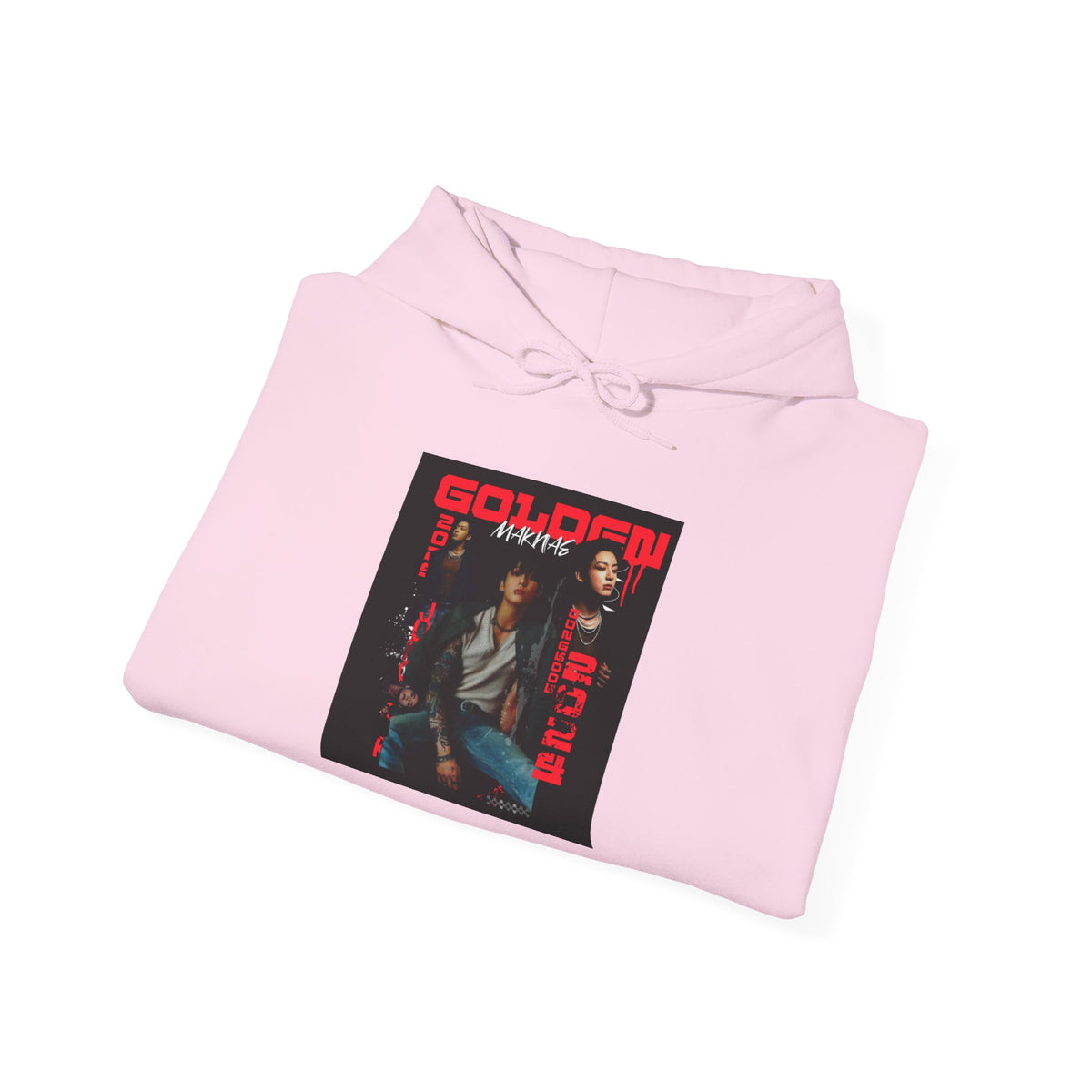JK Hoodie - 'GOLDEN MAKNAE' Portrait Graphic Hoodie (Red Noir Band Art)