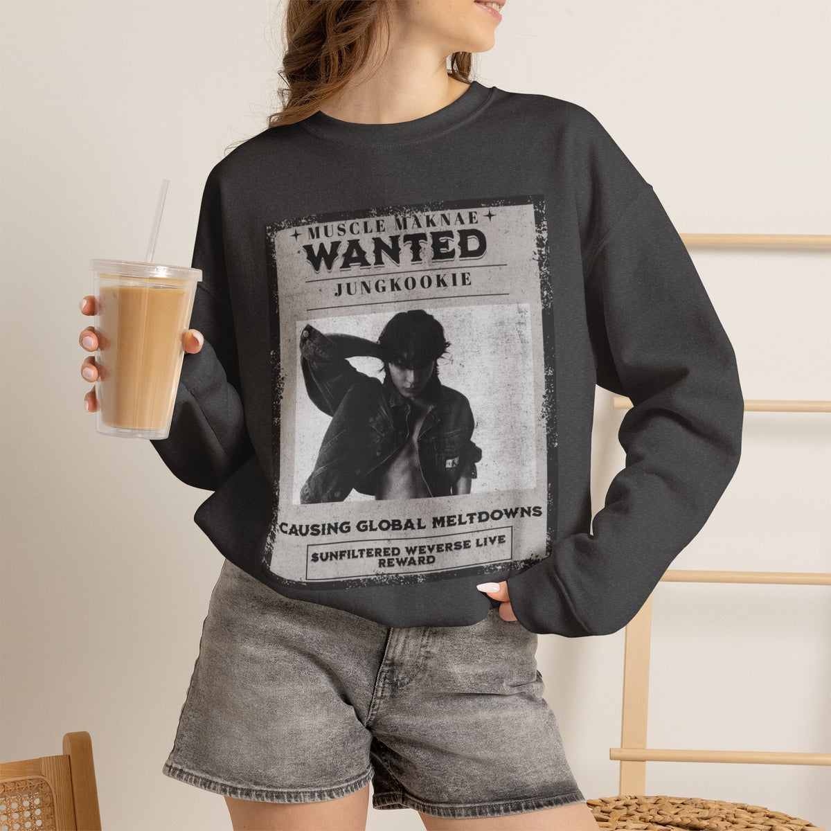 Wanted Poster Crewneck Sweatshirt — Vintage 'Wanted' Graphic Pullover