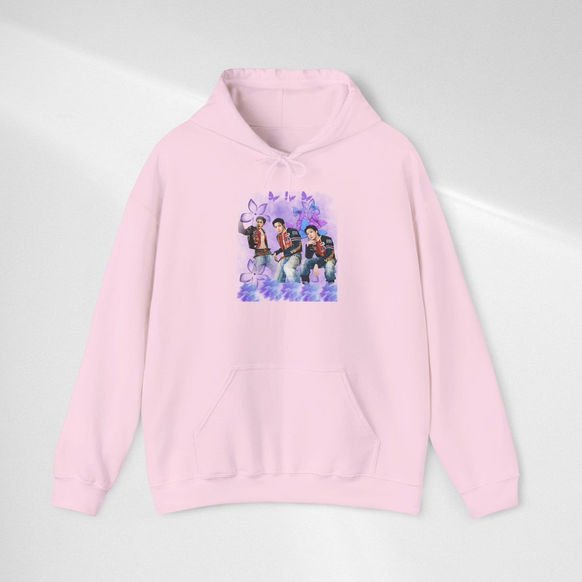 JHOPE Photo Hoodie — Purple Watercolor Floral Crew Sweatshirt