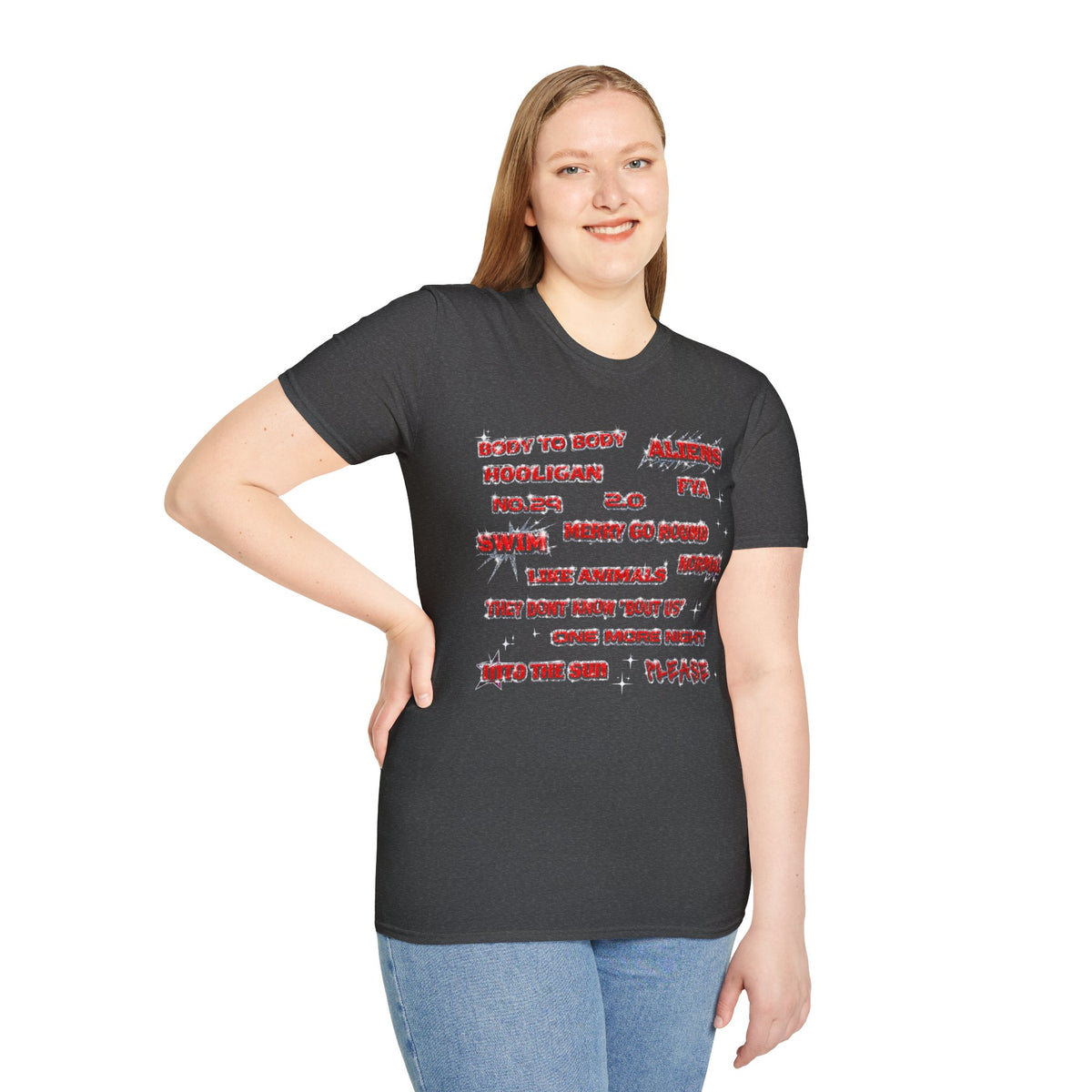 BTS Band Tee — Red  Text Graphic T‑Shirt