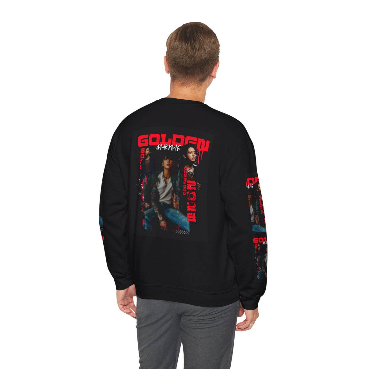 Jungkook Graphic Crewneck Sweatshirt — "GOLDEN"  Inspired Photo Print