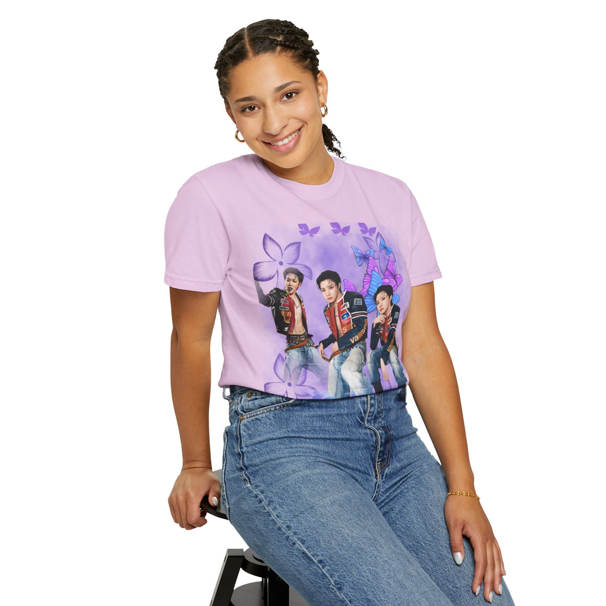 JHOPE Graphic T-Shirt — Purple Floral Portrait Tee