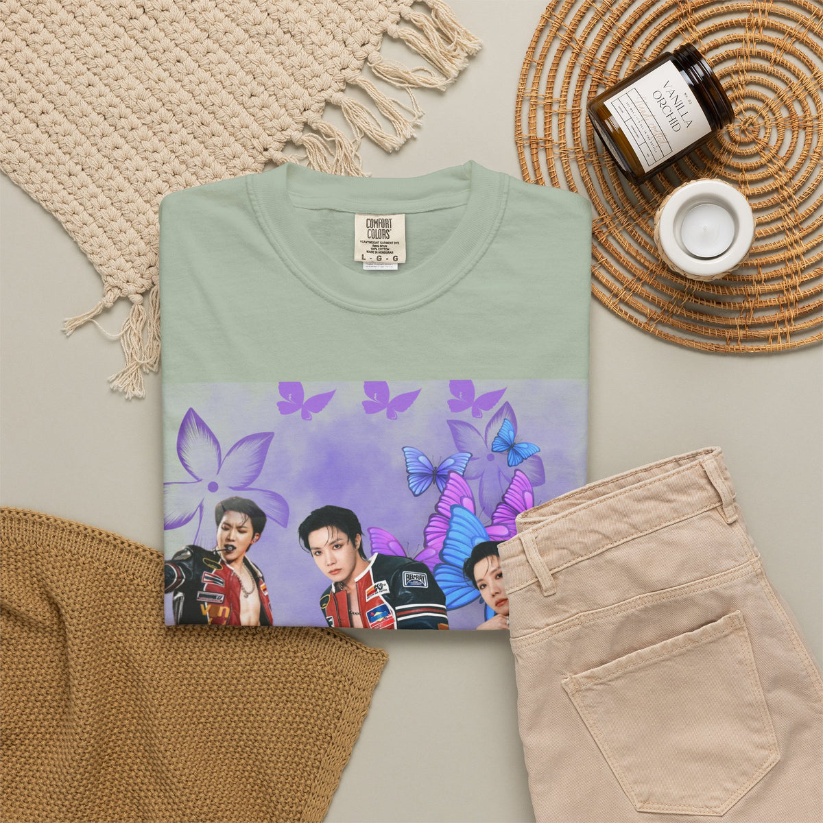 JHOPE Graphic T-Shirt — Purple Floral Portrait Tee