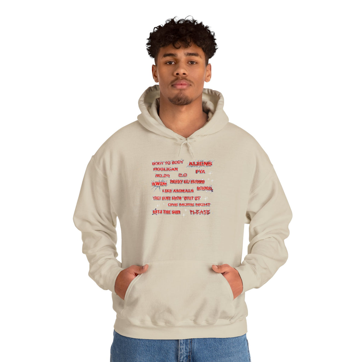 BTS Text Graphic Hoodie —  Red Script Sweatshirt