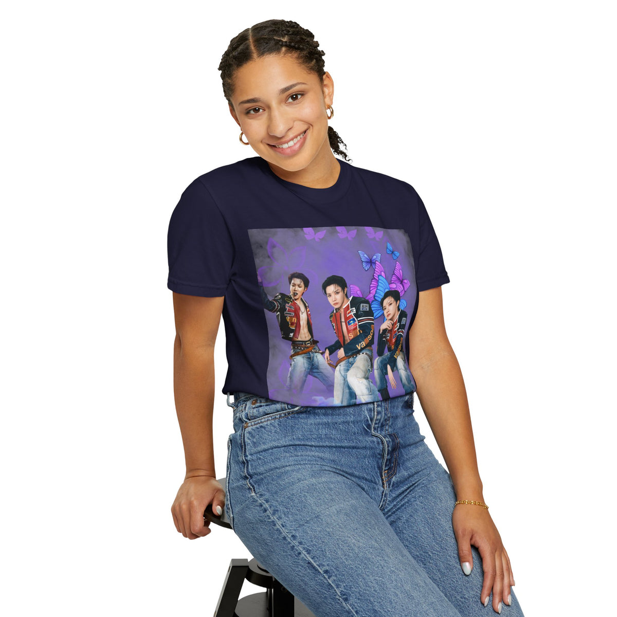 JHOPE Graphic T-Shirt — Purple Floral Portrait Tee