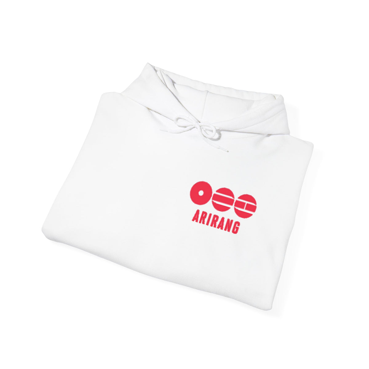 Arirang Logo Hoodie — Minimal BTS Inspired White Pullover