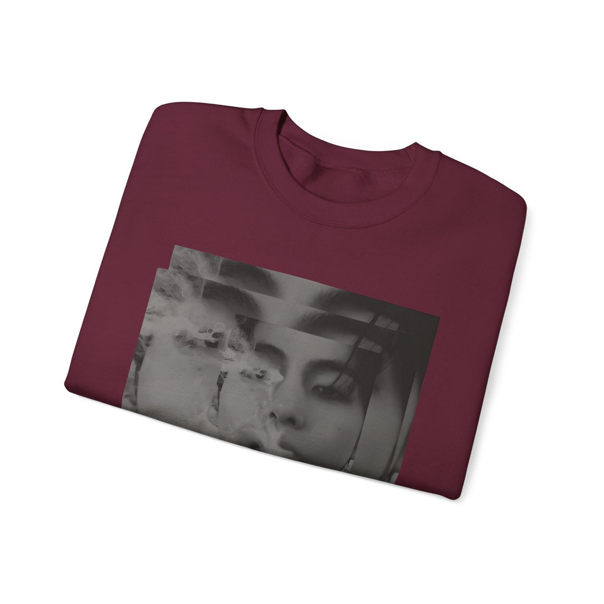 Graphic Crewneck Sweatshirt – Moody Collage Face Design
