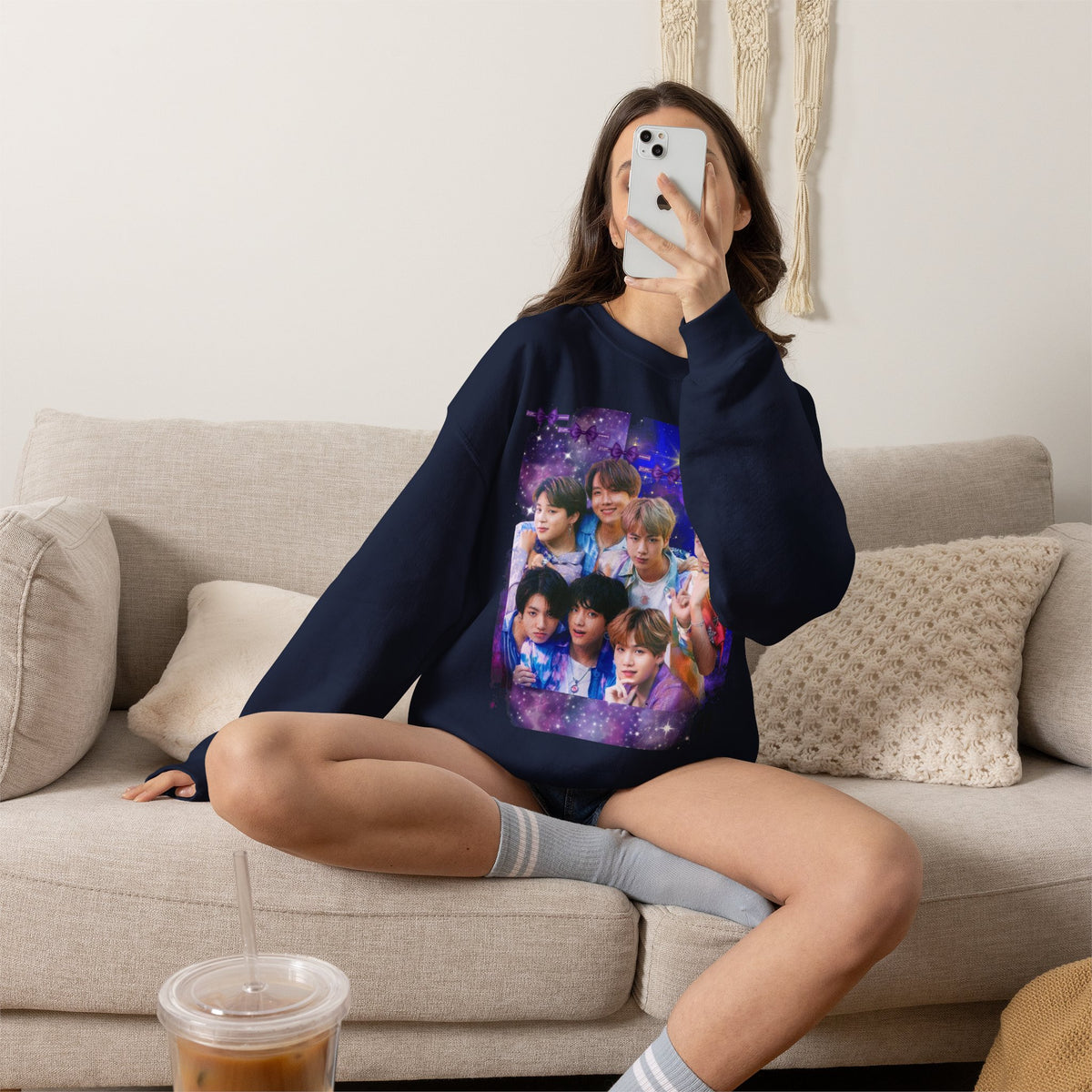 BTS Group Photo Crewneck Sweatshirt — Purple Star Aesthetic