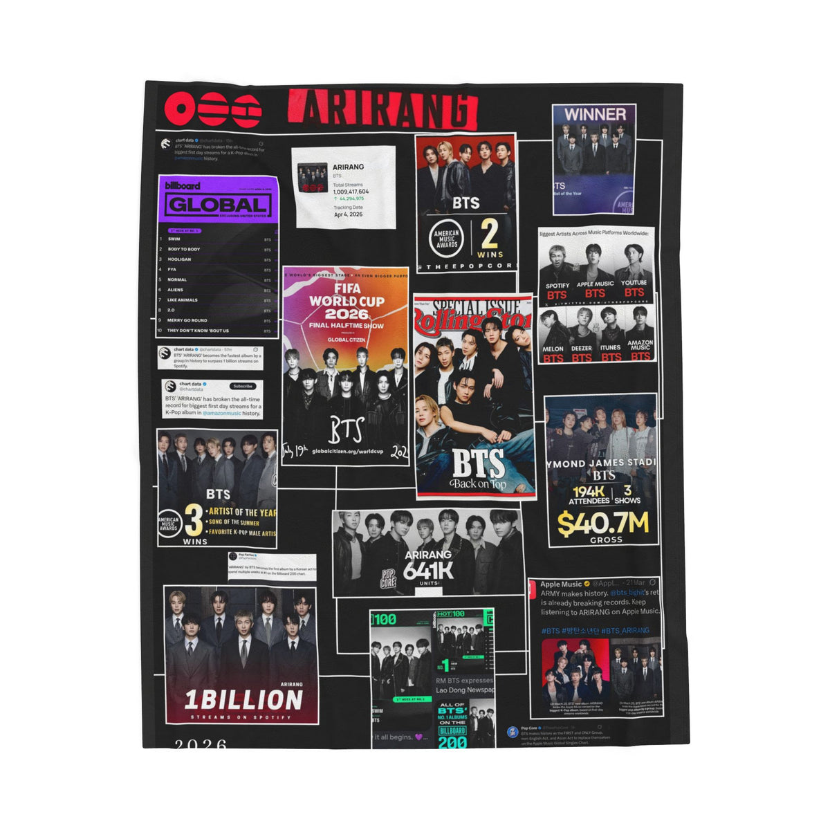 Plush Blanket — BTS Collage Velveteen Throw