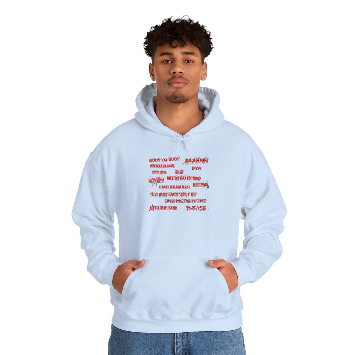 BTS Text Graphic Hoodie —  Red Script Sweatshirt