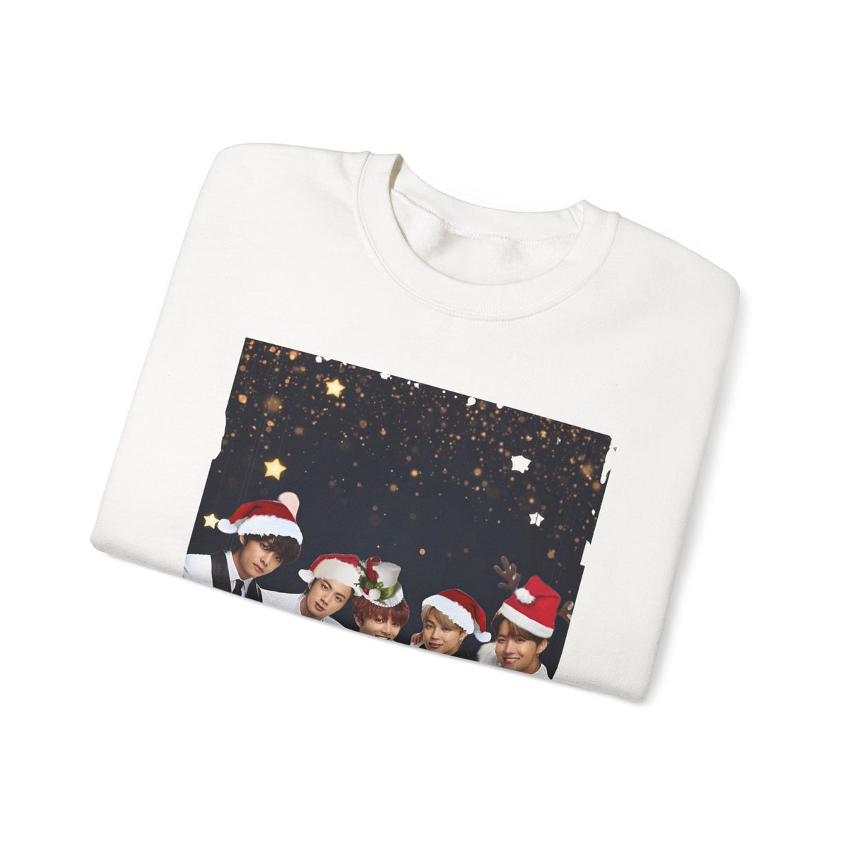 BTS Holiday Crewneck Sweatshirt — Festive Group Photo Design