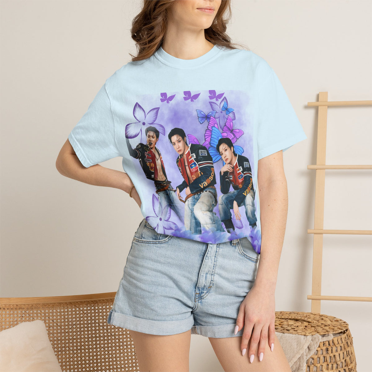 JHOPE Graphic T-Shirt — Purple Floral Portrait Tee