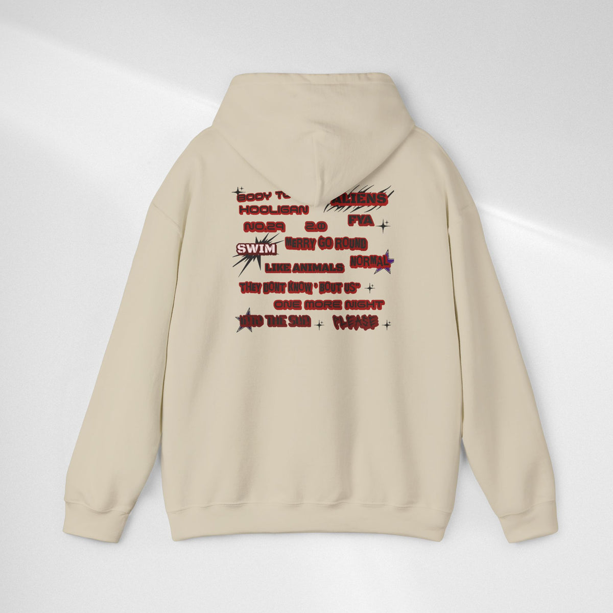 BTS Text Graphic Hoodie —  Red Script Sweatshirt