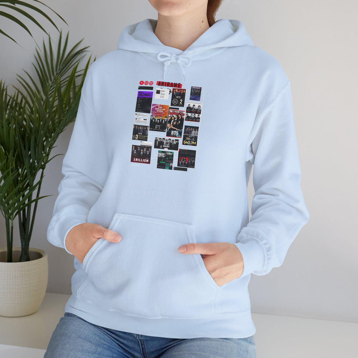 BTS Collage Hoodie — Retro Music Posters Graphic Sweatshirt