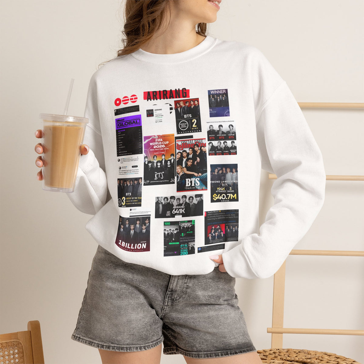 BTS Collage Graphic Crewneck Sweatshirt — Music Poster Design